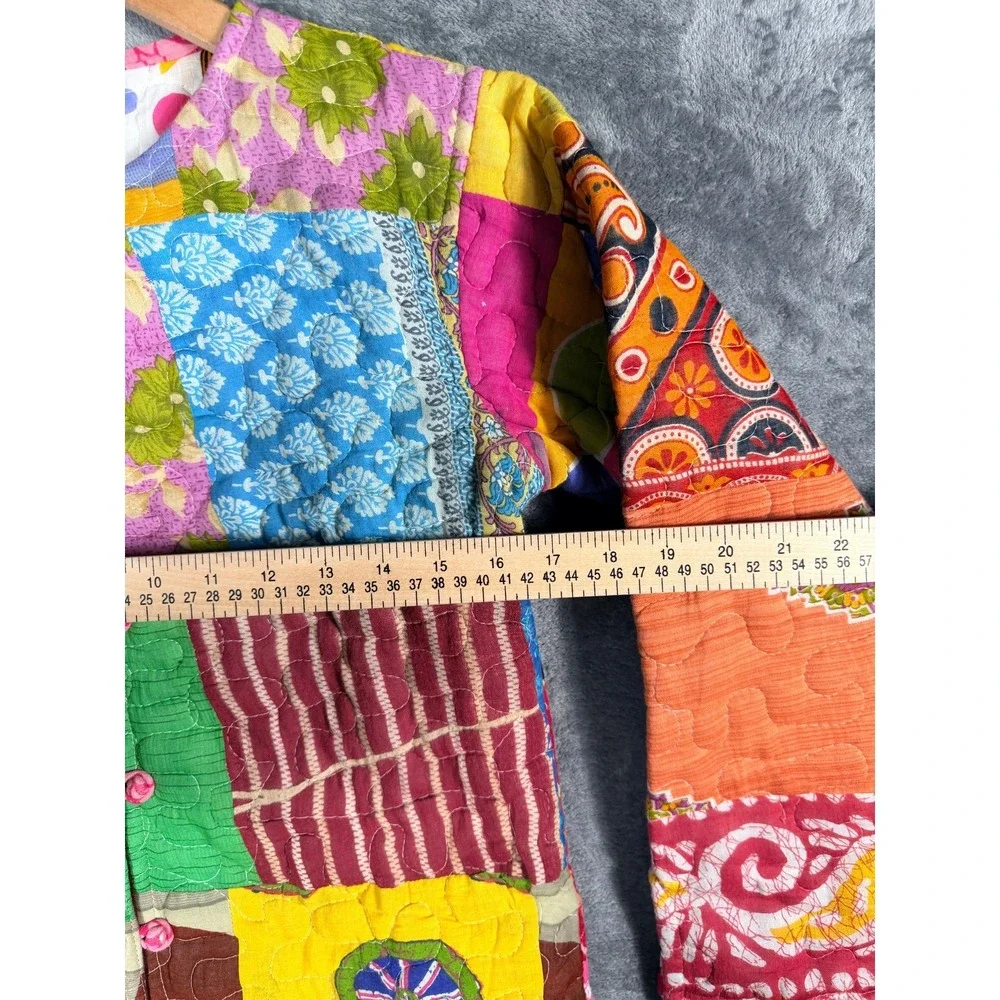 Womens Quilted Patchwork Kantha Jacket Boho Hippie Multicolor Art To Wear Coat - Picture 4 of 5